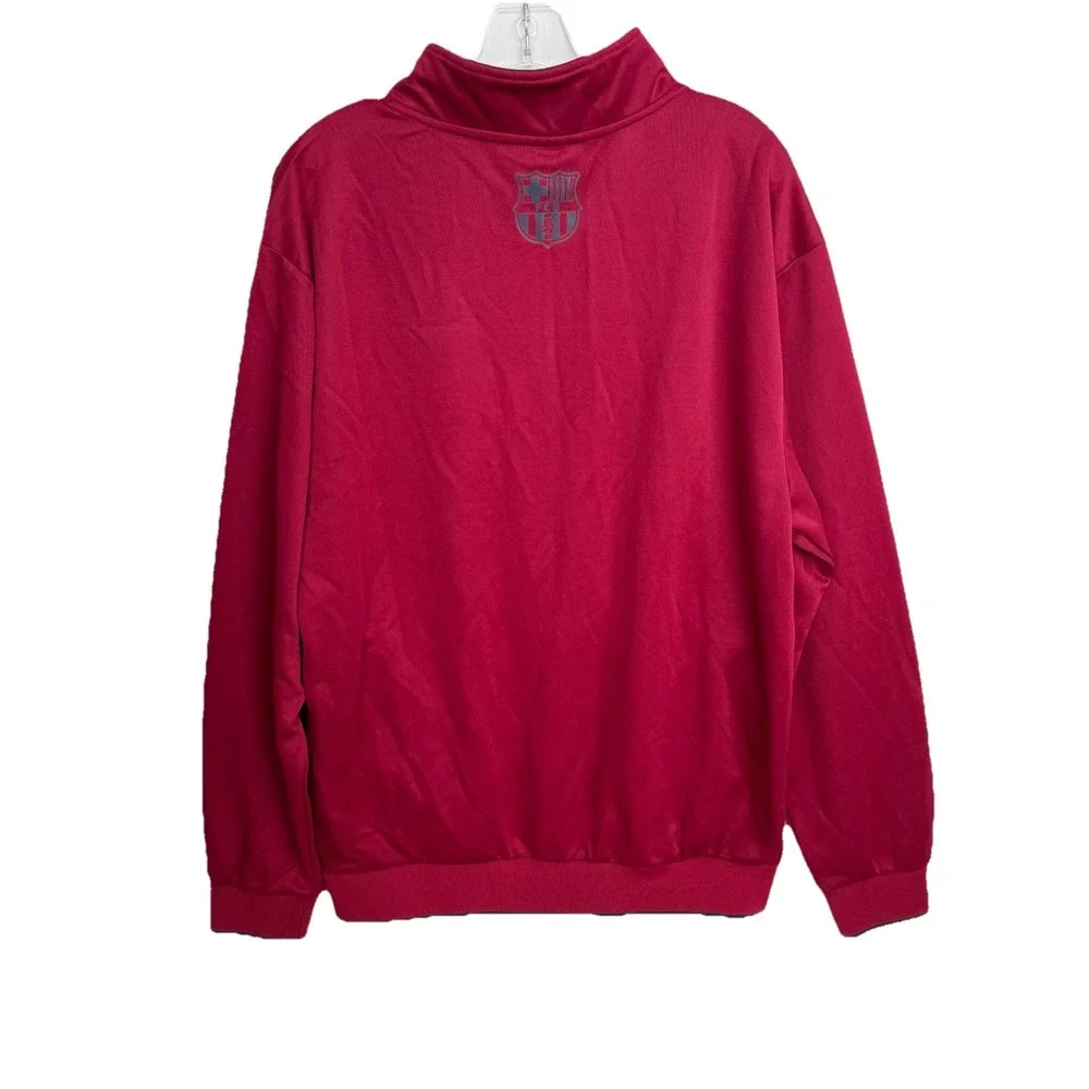 FC Barcelona Full Zip Logo Track Jacket Burgundy Men's Size Large Icon‎ Sports